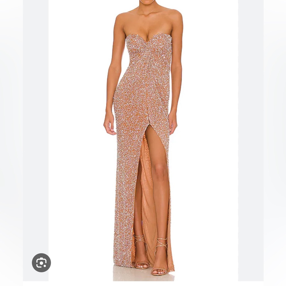 Retrofete Brown and Silver Maxi Dress